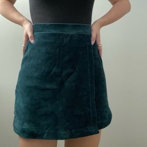 Forever 21 Green Velvet Mini Skirt